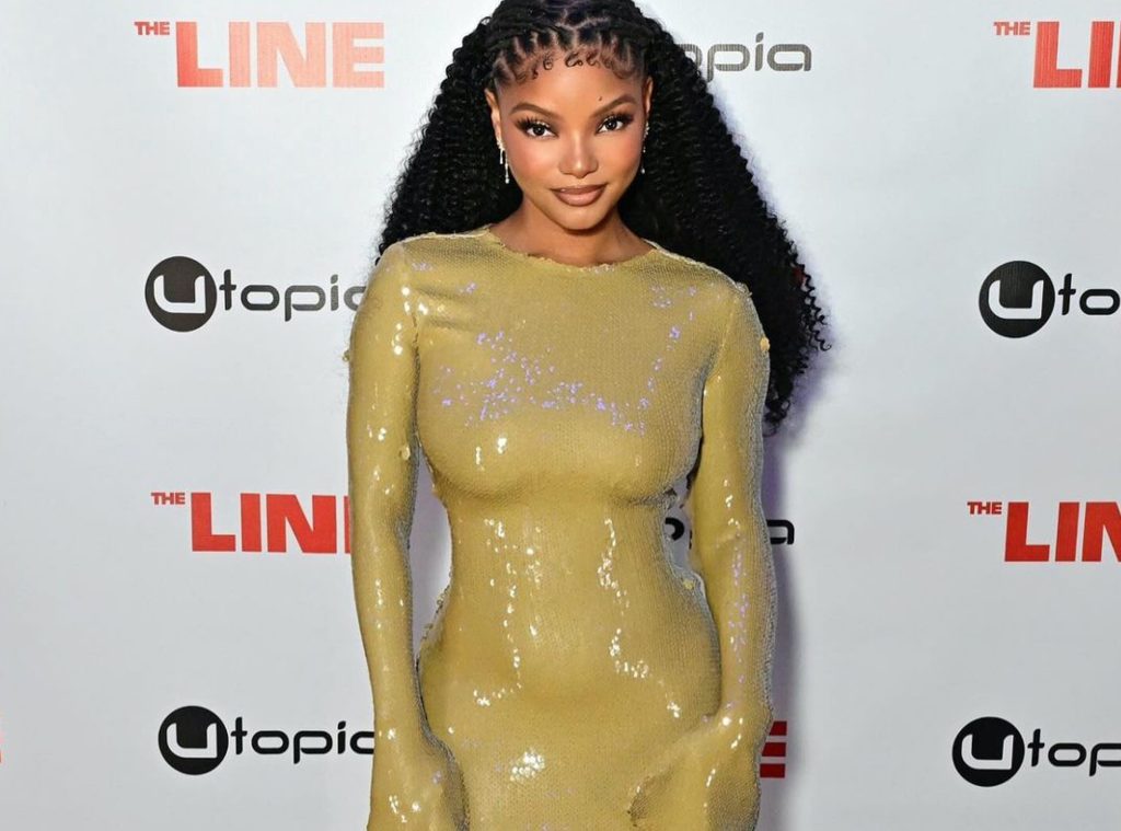 Halle Bailey The Line Movie Yellow Sequin Harit Hand Dress